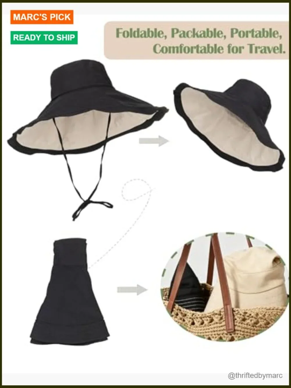 Extra Wide-Brim Sun Hat UPF50+ Reversible Wired Edge Packable Travel Beach